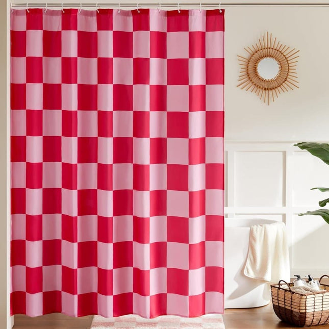Checkered Shower Curtain 180x180 cm, Retro Chess Pattern Vintage Bathroom Decor, Multicolored.