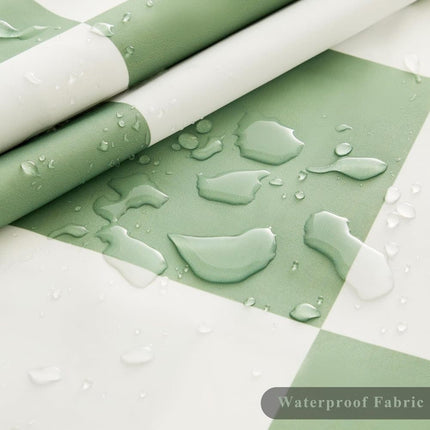 Green Checkered Shower Curtain with Retro Chess Pattern, 180x180 cm.