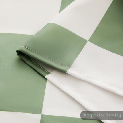 Green Checkered Shower Curtain with Retro Chess Pattern, 180x180 cm.