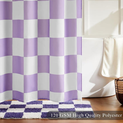 Retro Chess Pattern Checkered Shower Curtain, Purple, 180x180 cm.