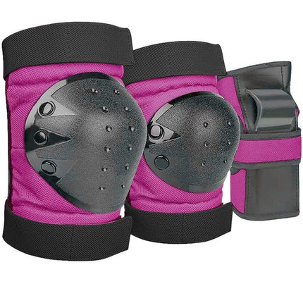 6-in-1 Protective Gear Set Adjustable Knee Elbow Wrist Guards for Roller Skating Skateboarding, One Size, Purple.