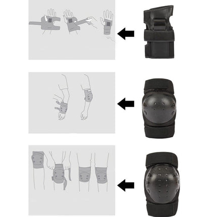 6-in-1 Protective Gear Set Adjustable Knee Elbow Wrist Guards for Roller Skating Skateboarding, One Size, Purple.