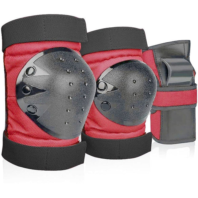 6-in-1 Protective Gear Set Adjustable Knee Elbow Wrist Guards for Roller Skating Skateboarding, One Size.