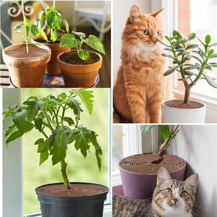 2-pack Brown Pot Covers, Waterproof and Cuttable, Prevents Pets from Digging, Compatible with Indoor and Outdoor Gardens, S.