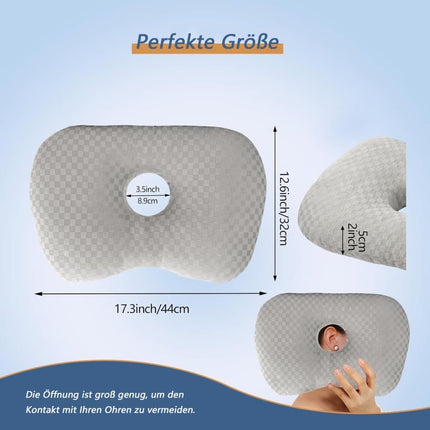 Microfiber Pillow with Ear Holes for Side Sleepers, Comfortable Perforated Design.
