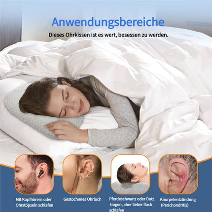 Microfiber Pillow with Ear Holes for Side Sleepers, Comfortable Perforated Design.