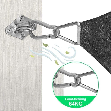 Sunshade Mounting Kit with Hooks Brackets Tension Screws Carabiners and Pad Eyes.