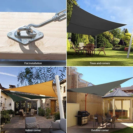 Sunshade Mounting Kit with Hooks Brackets Tension Screws Carabiners and Pad Eyes.
