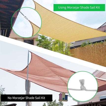 Sunshade Mounting Kit with Hooks Brackets Tension Screws Carabiners and Pad Eyes.