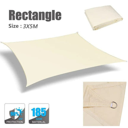 3m x 3m Waterproof UV Protective Sun Sail for Garden Terrace Pool and Camping, 3X5M, Beige.