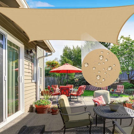 3m x 3m Waterproof UV Protective Sun Sail for Garden Terrace Pool and Camping, Light Orange.