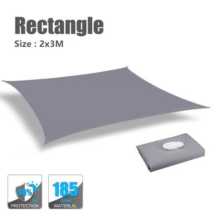 2X3M Waterproof UV-Protective Sun Sail for Outdoor Shade, Gray, 2x3m.
