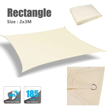 1 Pack Waterproof UV Protective Sun Sail for Garden Terrace Pool and Camping, 2x3M, Beige.