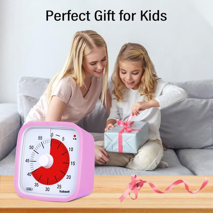 60 Minute Visual Timer for Kids and Classrooms, Adjustable Volume, Pink, 10x10 cm.