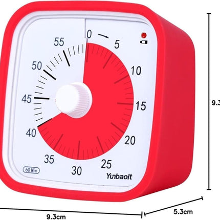 60 Minutes Visual Timer for Classrooms and Kids, Adjustable Volume, 10x10 cm, Red.
