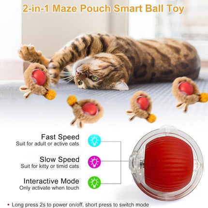 Interactive Cat Toy with Hideaway Cover and Self-Rolling Ball, USB Charging, Colorful, 1 Piece.