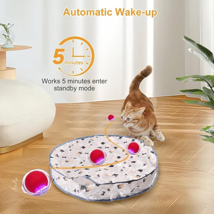 Interactive Cat Toy with Hideaway Cover and Self-Rolling Ball, USB Charging, Colorful, 1 Piece.