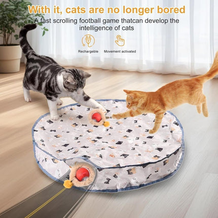 Interactive Cat Toy with Hideaway Cover and Self-Rolling Ball, USB Charging, Colorful, 1 Piece.