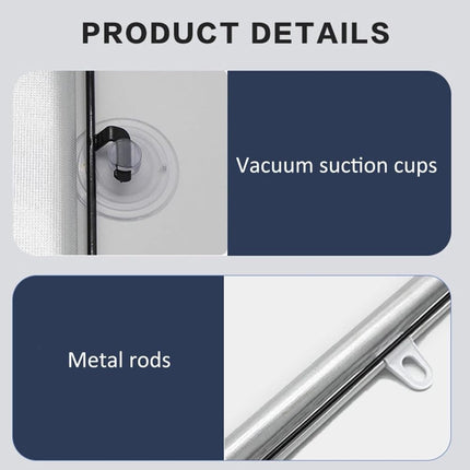 2-Pack Blackout Roller Blinds with Suction Cups, Telescopic Portable Sunshade, Silver, 50×125CM.