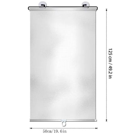 2-Pack Blackout Roller Blinds with Suction Cups, Telescopic Portable Sunshade, Silver, 50×125CM.