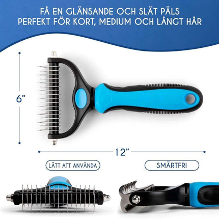 Dog Cat Undercoat Grooming Comb with Stainless Steel Blade, Blue.