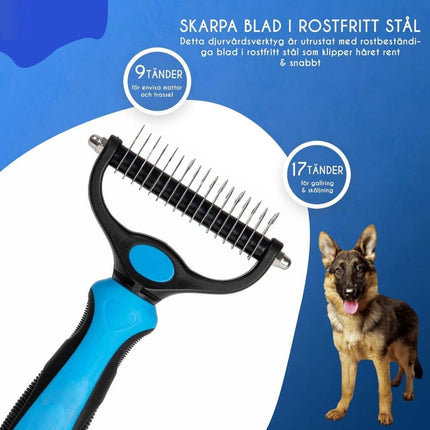 Dog Cat Undercoat Grooming Comb with Stainless Steel Blade, Blue.
