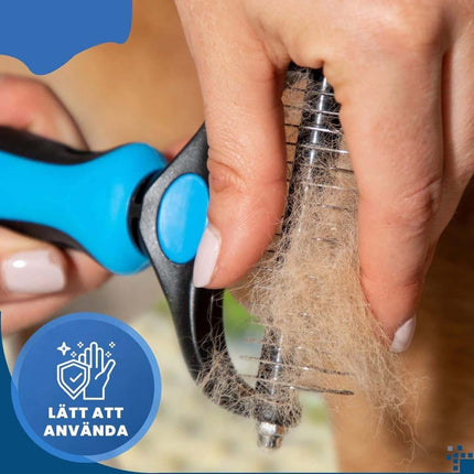 Dog Cat Undercoat Grooming Comb with Stainless Steel Blade, Blue.