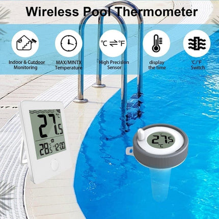 Floating Pool Thermometer Wireless with LED Display IPX8 Water Resistant, for Pool and Spa.