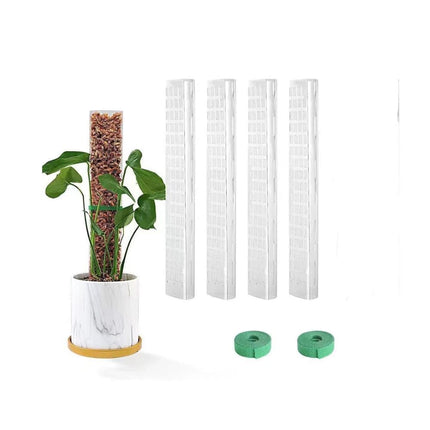 4 pcs Climbing Plant Moss Stakes with Garden Tie, Plastic, 12-inch.