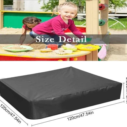 Waterproof Sandbox Cover 120x120cm, Black, Oxford Fabric UV Protection Dustproof with Drawstring, Portable for Garden Pool Furniture.