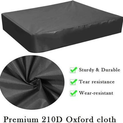 Waterproof Sandbox Cover 120x120cm, Black, Oxford Fabric UV Protection Dustproof with Drawstring, Portable for Garden Pool Furniture.