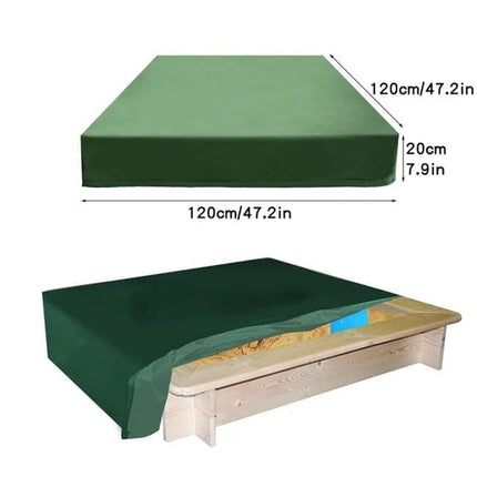 Waterproof Sandbox Cover 120x120cm, Green, UV Protection Dustproof Oxford Fabric with Drawstring, Portable for Garden Pool Furniture.