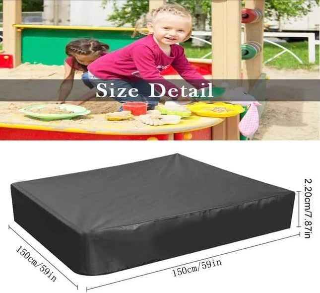 Waterproof Sandbox Cover 150x150cm, Black Oxford Fabric UV Protection Dustproof with Drawstring, Portable for Garden Pool Furniture.