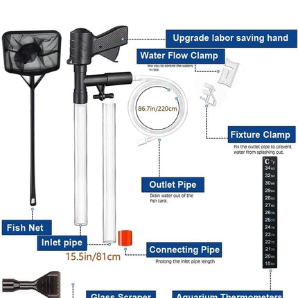 Aquarium Bottom Cleaner Set for Fish Tank, Effective Sand Cleaner, Compatible with Aquariums.