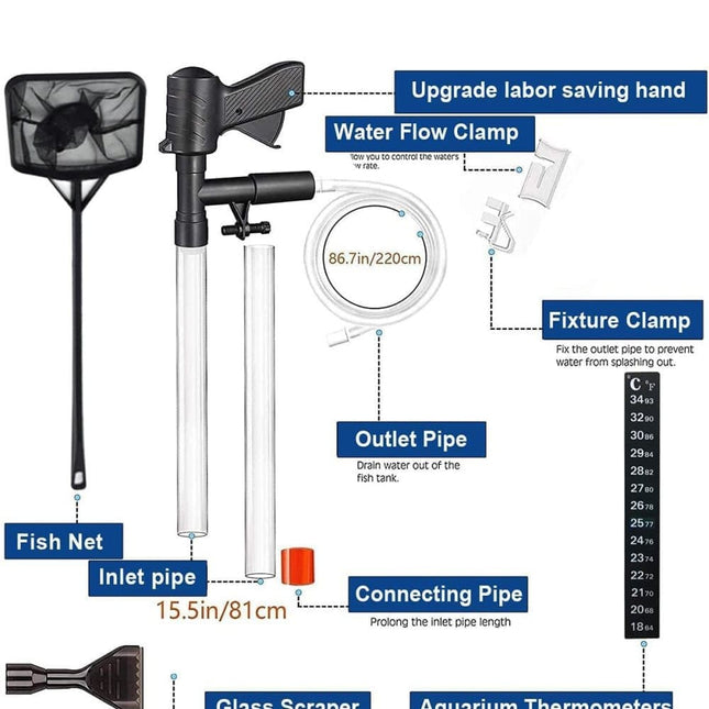 Aquarium Bottom Cleaner Set for Fish Tank, Effective Sand Cleaner, Compatible with Aquariums.