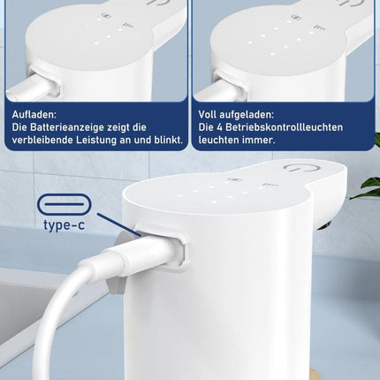 500ml Rechargeable Automatic Soap Dispenser Wall Mounted with 4 Levels, Compatible with Kitchen and Bathroom.