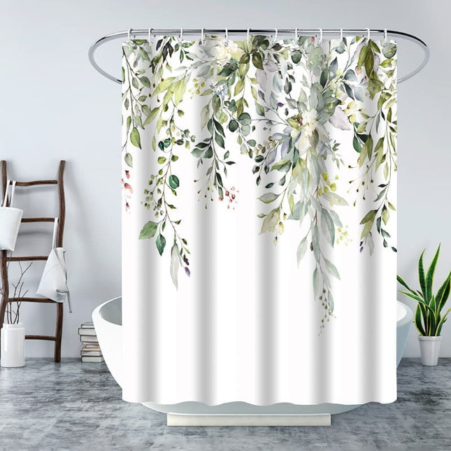 Waterproof Shower Curtain Eucalyptus Blue Green, Mold Resistant Bathroom Shower Curtain, 180x180 cm.