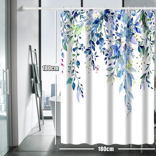 Waterproof Shower Curtain Eucalyptus Blue Green, Mold Resistant Bathroom Shower Curtain, 180x180 cm.