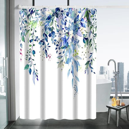 Waterproof Mold Resistant Shower Curtain Eucalyptus Blue Green, 180x180 cm.
