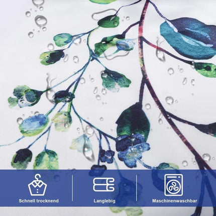 Waterproof Mold Resistant Shower Curtain Eucalyptus Blue Green, 180x180 cm.
