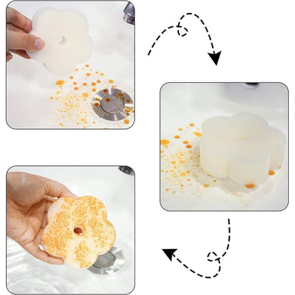 50-Pack Oil Absorbing Sponges for Pool, Flower Shaped, Effective Oil and Dirt Removal.