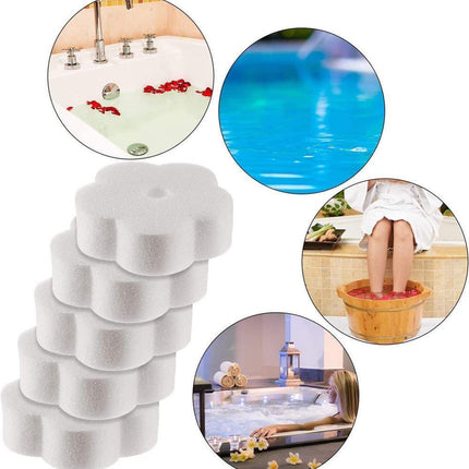 50-Pack Oil Absorbing Sponges for Pool, Flower Shaped, Effective Oil and Dirt Removal.