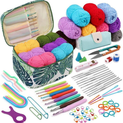 87-piece Crochet Hook Set for Beginners with Yarn and Knitting Accessories, Includes Crochet Bag, Ergonomic Crochet Hooks.