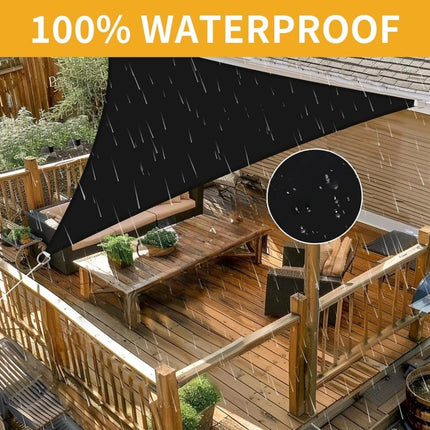 5x5x7M Waterproof Triangular Sun Sail with UV Protection for Garden Terrace and Pool, Light Yellow, Includes Mounting Materials.
