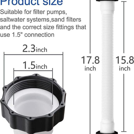 2-Pack Pool Sand Filter Pump Hoses, 15.8 Inch, Replacement for Above-Ground Pool Brine Filter Pumps.