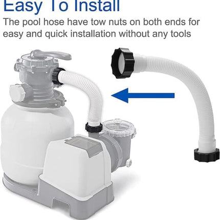 2-Pack Pool Sand Filter Pump Hoses, 15.8 Inch, Replacement for Above-Ground Pool Brine Filter Pumps.