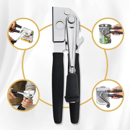 Manual Can Opener with Crank Handle, Foldable, Carbon Steel Blade, 5.2x22 cm, for Kitchen and Camping.