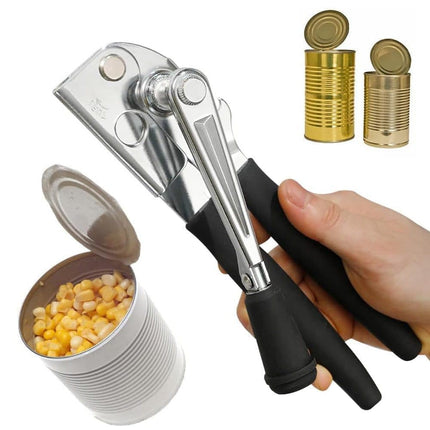 Manual Can Opener with Crank Handle, Foldable, Carbon Steel Blade, 5.2x22 cm, for Kitchen and Camping.