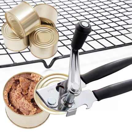 Manual Can Opener with Crank Handle, Foldable, Carbon Steel Blade, 5.2x22 cm, for Kitchen and Camping.