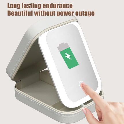 Portable Makeup Bag with LED Mirror 3 Light Modes, Travel Cosmetic Organizer for Women, White.